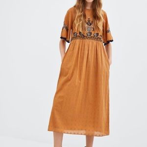 Zara Embroidered Midi Dress